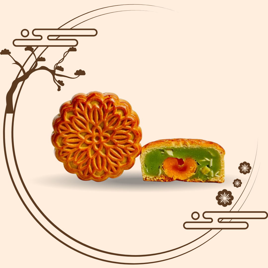 翡翠单黄  Pandan Lotus Single Yolk Mooncake (180G)